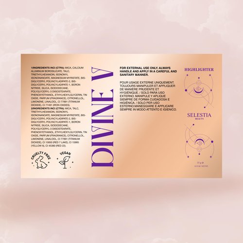 SELESTIA BEAUTY Highlighter Makeup Powder Divine V - 0.53 oz. Face Highlighter Powder for Radiant Glow - Christmas Gift for Wife and All Skin Tones - Easy-to-Apply Powder Highlighter