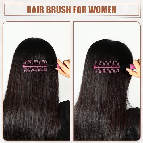 VOCOSTE Round Hair Brush, Hair Brushes for Women, Nylon Bristle Pins Round Brush, Styling Hair Brush for Wet, Dry, Wig, Straight Hair, Pink, 10.04"x2.76"