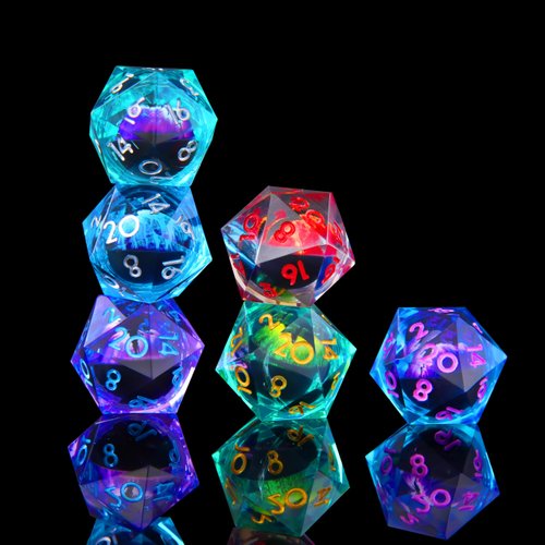 6 Pcs D20 DND Dice Dragon Eye 24mm Liquid Core 20 Sided Dice,Colored Dice Set Resin Sharp Edge 20 Sided D&D for Dungeons and Dragons, Board Games,Parties,Classroom Math Games