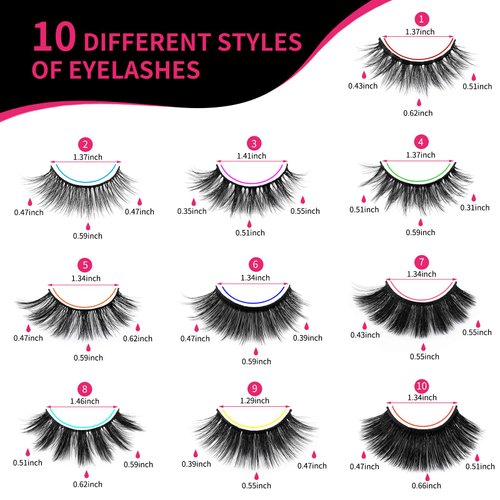DYSILK Mink Lashes False Eyelashes - 30 Pairs 10 Styles Mixed Lashes Pack False Mink Eyelashes Wispy Fluffy Natural Look Eyelashes Long Lashes Soft Reusable