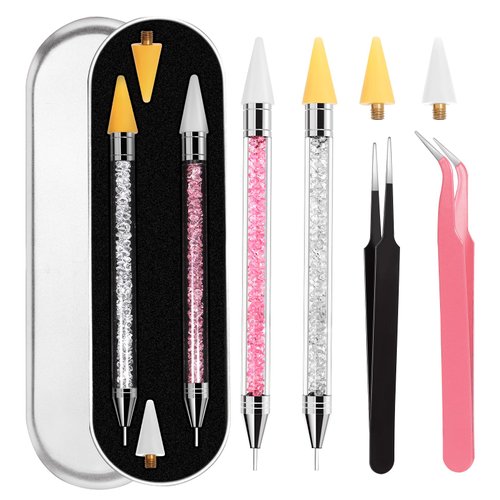 𝟐𝐏cs Rhinestone Picker Tool With 2 Wax Tip, Nail Art Rhinestones Gems Tool,Nail Art Accessories 𝐃𝐢𝐚𝐦𝐨𝐧𝐝 𝐏𝐚𝐢𝐧𝐭𝐢𝐧𝐠 𝐃𝐨𝐭𝐭𝐢𝐧𝐠 𝐏𝐞𝐧 For Nail Art