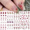 WOKOTO 9 Sheets Flower Nail Art Stickers for Hel Nails 3D Self-Adhesive Pink Red Rose Nail Decals Floral Designs Nail Stickers for Acrylic Nails Art Red Rose Nail Art Design Stickers for Women