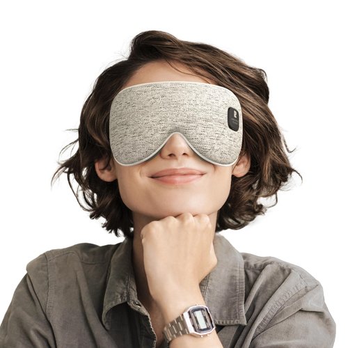 Heated Eye Mask, Cordless Heat Eye Compress for Dry Eye Stye Relax Eye Strain, Electric Warm Eye Mask for Airplane Sleeping for Women, Blackout Eye Mask for Travel, Birthday Idea for Woman/Man (Grey)