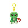 Ty - Plush Key Ring - Beanie Boos Clips - Turtle - Turbo - Green and Brown - with Gold Glitter Eyes - The Plush with Big Sparkling Eyes - 12 cm - 35250