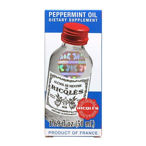 Ricqles Peppermint Oil Dietary Supplement (Supports Healthy Digestion, Intestinal Comfort) (1.69 fl. oz) (1 Bottle) (Product of France)