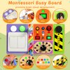 Busy Board Montessori Toys for 1-3 Years Old, Wooden Sensory Board Switch Toy with 19 LED Light, Switch Toys, Button Toy, Travel Activity Educational Learning Toddler Toys for 1+ Year Old Boy and Girl