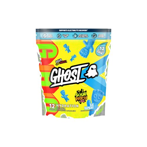 GHOST Hydration Packets, Sour Patch Kids Blue Raspberry, 12 Sticks, Electrolyte Powder - Drink Mi...