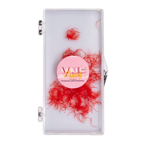 VNE 500 Fans Colorful Lash Extensions | Premade Volume Lash Extensions | Premade Mega Volume Fans | Colored Lash Extension | Russian Volume Eyelash Extensions |6D, Red, C Curl, 12mm