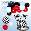 132pcs Race Car Balloons Arch Garland Kit, 18 12 10 5Inch Red Blue Black Checkered Wheel Tire Balloons for Race Car Birthday Party Decorations Two Fast Birthday Decor