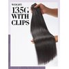 LUVME Yaki Straight Clip in Hair Extensions Real Human Hair For Women 100% Unprocessed Brazilian Virgin Hair clip ins Natural Black Hair Extensions 135g 9pcs 16 Inch