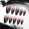 Black Press on Nails Medium Almond Fake Nails Gothic False Nails Black Ombre Acrylic Nails Glossy Glue on Nails Stiletto Artificial Nails Goth Gradient Stick on Nails for Women Girls Manicure 24 pcs