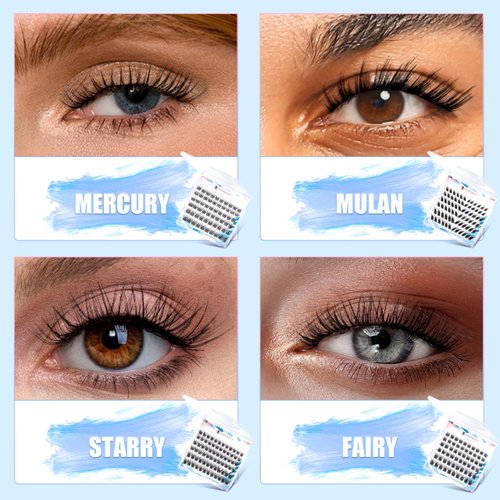 Ehszm Beauty Upgraded,L Curl Lash Clusters 10-14mm D Curl,Fox Eye Lash Clusters,Ultra-Soft Individual Lashes,Empowered by New Softening Factor. No Plastic Feel,New Comfort - Mulan Style
