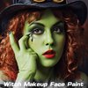 MEICOLY Christmas Makeup Kit,Christmas Green Face Paint Makeup,Wicked Witch Cosplay,Lime Green Face Paint+White Face Paint Stick+Black Eyeliner+Red Liquid Lipsticks+False Eyelash+Setting Powder+Sponge