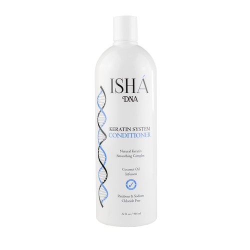 ISHA DNA Keratin Treatment System Conditioner - Sulfate and Parabens Free - Perfect for Keratin Treated Hair - Keratin and Coconut Oil Infused Conditioner - For All Types of Hair. (32 Fl oz.)
