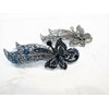 Generic Blue or gray butterfly flower crystal hair barrette clip bridal clip (Primary color: Gray), 1 Count (Pack of 1)