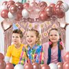 Rose Gold Birthday Party Decorations For Girl Women-Rose Gold White Balloons,Happy Birthday Banner,Fringe Curtains And Tablecloth Decorations For 13th 16th 18th 21st 30th 40th 50th Birthdat Party