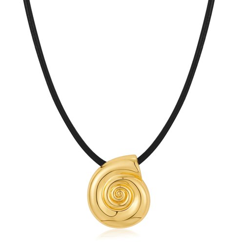 WOWORAMA Gold Conch Shell Necklace for Women Spiral Sea Witch Shell Pendant Necklaces Adjustableh Black Chain Ocean Snail Seashell Choker Necklace
