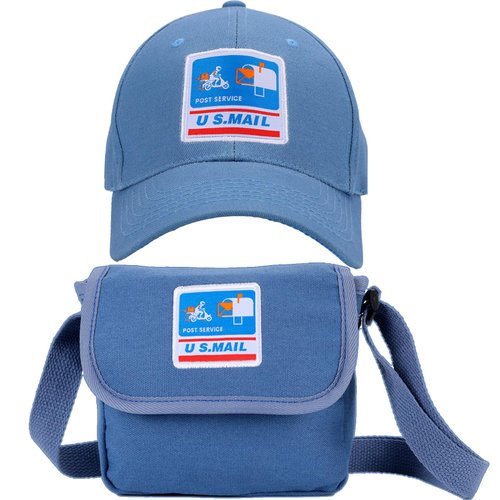CINKCO Mailman Costume Baseball Cap+Postman Bag (2 in 1) Postman Dress Up for Kids