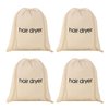 TSHD Hair Dryer Bags Drawstring Bag Container Hairdryer Bag Cotton Travel Storage (4 PCS White)