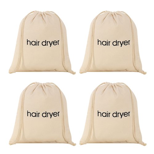 TSHD Hair Dryer Bags Drawstring Bag Container Hairdryer Bag Cotton Travel Storage (4 PCS White)