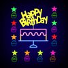 Glow Neon Party Supplies Glow Bar Banner Fluorescent Balloons Yellow Happy Birthday Cake Toppers Star Cupcake Toppers Fluorescent Table Tent Cards for Glow Birthday Party