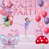 Fairy Party Balloons Birthday Party Decorations Fairy Butterfly Mushroom Film Balloons Pink Purple Rose Red Latex Balloons for Fairy 1st Birthday Wedding Spring Tea Party Baby Shower Party