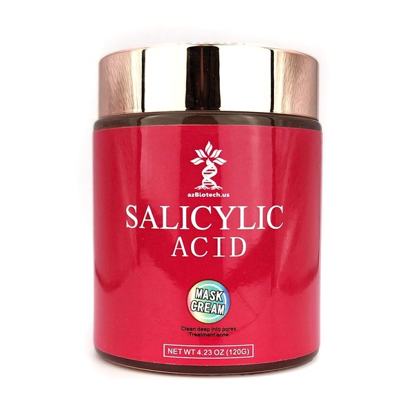 AZ BIOTECH Salicylic Acid Facial Clay Mask for Acne, Mask for Acne Prone with Vitamin C, Glycerol Aloe vera, Vitamin E, Deep Pore Cleansing, 4.23 OZ