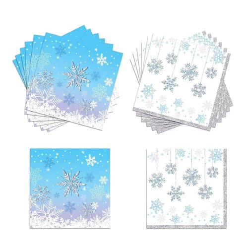 Winter Wonderland Decorations,Snowflake Party Decorations,Winter Wonderland Napkins(40pcs)