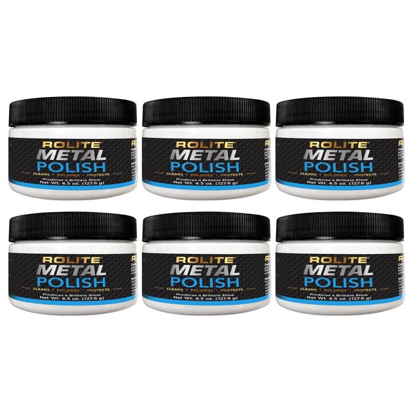 Rolite - RMP45z6PK Metal Polish Paste - Industrial Strength Scratch Remover and Cleaner, Polishing Cream for Aluminum, Chrome, Stainless Steel and Other Metals, Non-Toxic Formula, 4.5 Ounces, 6 Pack