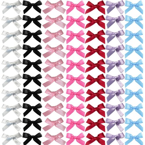 SALOCY 70PCS Mini Hair Bows for Women Girls,Pink Bows for Hair Red Hair Bows Ribbon Bowknots Hairclips Pink Ribbon Bows Black Satin Bow Hair Clips for Hair Design
