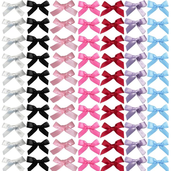 SALOCY 70PCS Mini Hair Bows for Women Girls,Pink Bows for Hair Red Hair Bows Ribbon Bowknots Hairclips Pink Ribbon Bows Black Satin Bow Hair Clips for Hair Design