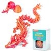 PETBSNVB 12" 3D Printed Dragon in Easter Eggs, Easter Basket Stuffers, Crystal Dragon Surprise in Eggs, Articulated Dragon, Dragon Fidget Toy, Home Office Decor Executive Desk Toy (Laser Red)