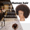 Mannequin Head 100% Human Hair Training Head Afro Hair Manikin Head Manikin Head for Braiding Practice for Hair Styling Salon Training Head Cosmetology Braiding Practice Head Hairdresser