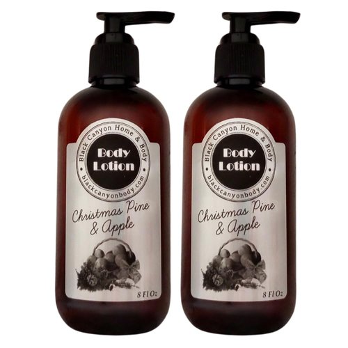 Black Canyon Christmas Pine & Apple Scented Luxury Body Lotion with Lanolin and Jojoba Oil, 8 Oz (2 Pack)