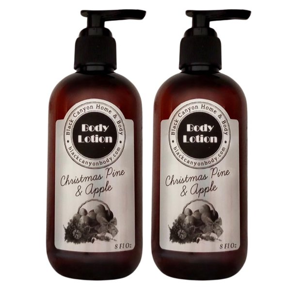 Black Canyon Christmas Pine & Apple Scented Luxury Body Lotion with Lanolin and Jojoba Oil, 8 Oz (2 Pack)