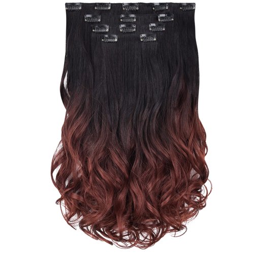 SYXLCYGG Auburn Hair Extension Natural Clip Hair Extensions 18" Curly Synthetic Cheap Hair Piece Women Fluffy&Not Tangled Full Head