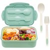 LOVINA Bento Boxes for Adults - 1100 ML Bento Lunch Box For Kids Childrens With Spoon & Fork - Durable Perfect Size for On-the-Go Meal, BPA-Free and Food-Safe Materials(Green)