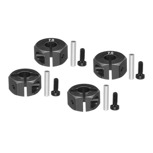MECCANIXITY Aluminum 12mm 7.0 RC Wheel Nut Wheel Hex Drive with Pins Screws RC Wheel Nut Dustproof for RC Model Car Trucks Off Road Car Upgraded Parts Pack of 4(Black)