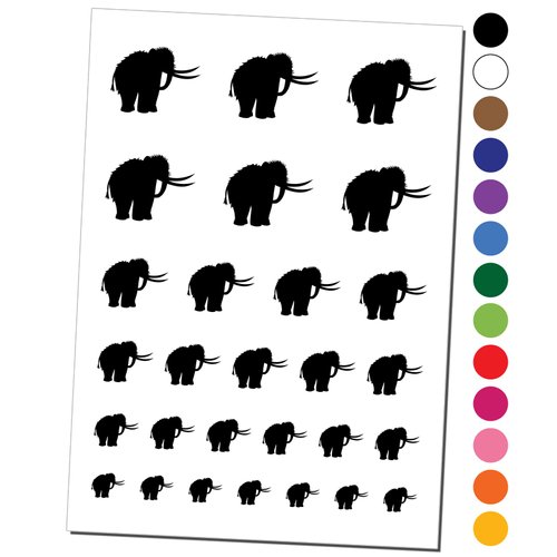 Woolly Mammoth Solid Temporary Tattoo Water Resistant Fake Body Art Set Collection - Dark Blue (One Sheet)