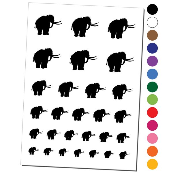 Woolly Mammoth Solid Temporary Tattoo Water Resistant Fake Body Art Set Collection - Dark Blue (One Sheet)