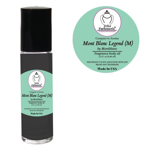 ZEKA PARFUMERIE Compare to Aroma compatible with Mont Blanc Legend for Men Fragrance Body oil on 1/3 oz (9.86ml) size Roll-On Botlle
