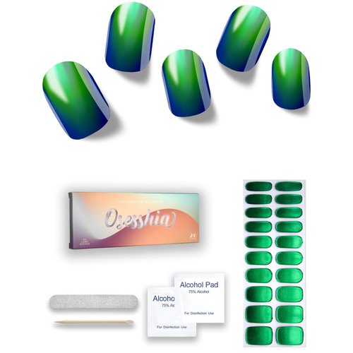 Osesshia Semi Cured Gel Nail Strips, 20 pcs Nail Wraps, Glaze Gel Nail Stickers, Salon Quality French Manicure, Full Decal Gel Polish Strips, Long Lasting SCG, Easy on, UV Required (Little Mermaid)