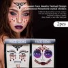 Halloween Face Jewels,2Set Halloween Stick On Rhinestone Rave Face Gems Self Adhesive Eyes Body Temporary Tattoos For Festival Fashion Girl Women Mermaid Zombie Vampire Crystals Party Makeup Supplies