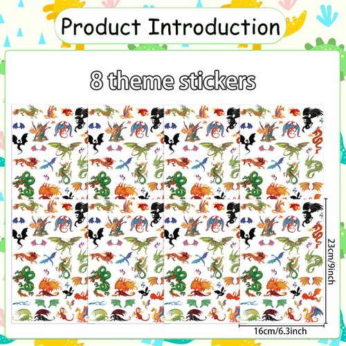Wxiben Dragon Temporary Tattoos Stickers - 200+ Dragon Party Favor Supplies Decor the Dragons Tattoo Dragon Birthday Party Decorations Dragon Stickers for Girls Boys Kids Waterproof Temporary Tattoos