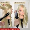 PERFEHAIR 22" Makeup Mannequin Head with 70% Real Hair, Cosmetology Manikin Doll Head for Girls Practice Face Painting, Hair Styling, Braiding, Blonde