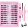 Cat Eye Lash Clusters Kit Wispy Eyelash Clusters Kit Fluffy Manga DIY Lash Extensions Kit Natural LC Curl Individual Lashes with Lash Bond and Seal Lash Applicator,2Lash Brush (9-15MM,120Pcs)