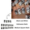 Generic Devil Skull Spider Web Press on Nails Medium Square Halloween False Nails Day of the Dead Acrylic Stick on Nails for Women Girls