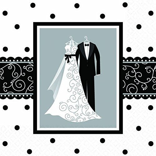 Elegant Black & White Wedding Beverage Napkins | Wedding and Engagement Party