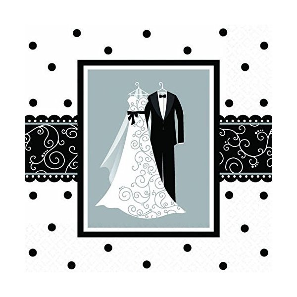 Elegant Black & White Wedding Beverage Napkins | Wedding and Engagement Party
