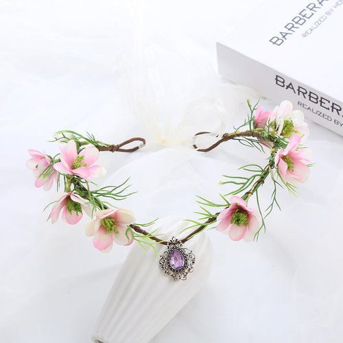 UEMIS Fairy Flower Crown Floral Headband Elf Headpiece Renaissance Headband for Women Girls Wedding Halloween Cosplay Photoshoot Props (Style A)